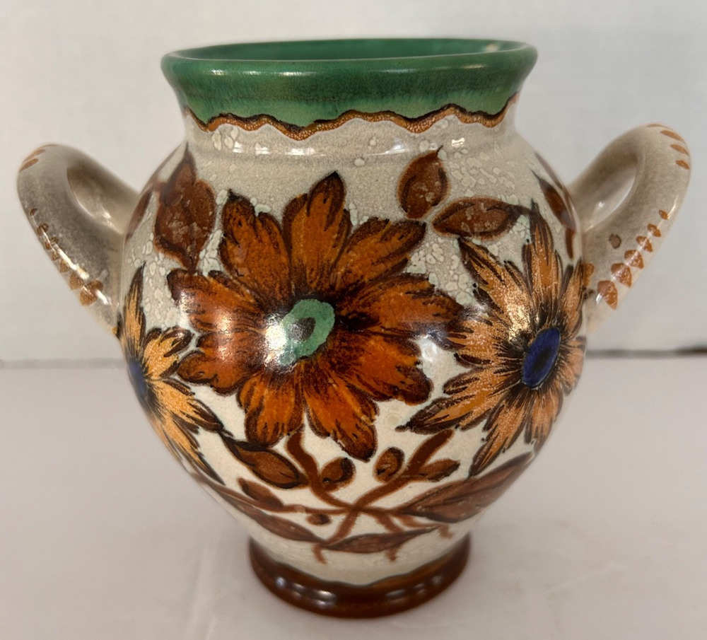 Royal Marsan Zuid Holland Gouda 4236 Artist Signed Double Handle Pottery Vase